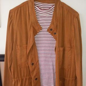 Rust Jacket & Burgundy Striped Mock Neck Tank Combo